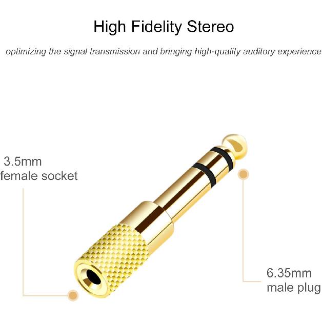 [Updated Version 5-Pack Stereo Audio Adapter 6.35mm (1/4 inch) Male to 3.5mm (1/8 inch) Female Headphone Jack