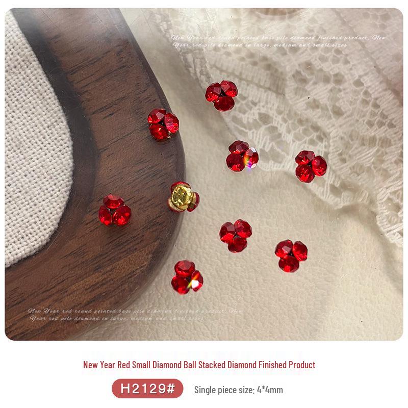 Big Red New Year Rhinestone Crystal Nail Art Decorations