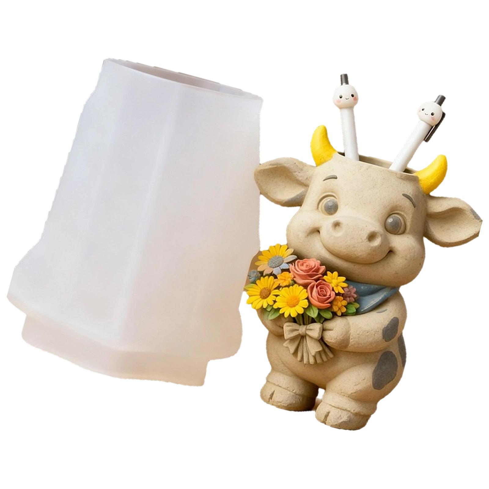 

Silicone Cow Shaped Pen Holder Mold For Resin Casting Detailed Planter Handmade Pen Holder Creative Gift 1