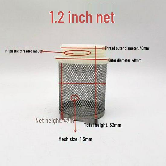 304 Stainless Steel Threaded Oil Suction Pump Filter Screen - 1.4 inch