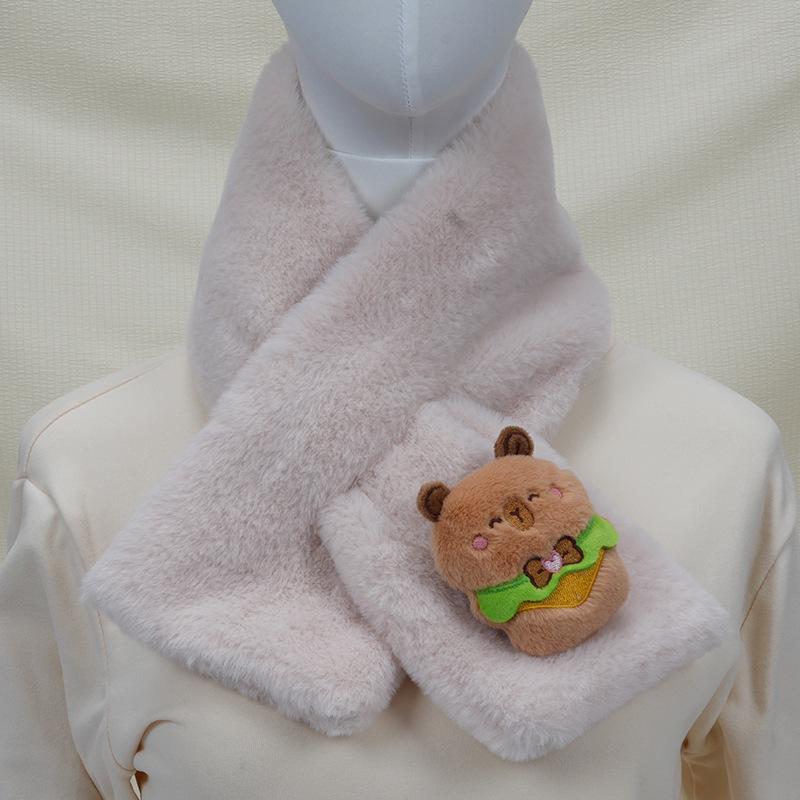Children's Cartoon Panda Plush Scarf - Warm, Windproof Neck Gaiter for Autumn/Winter Boys & Girls.