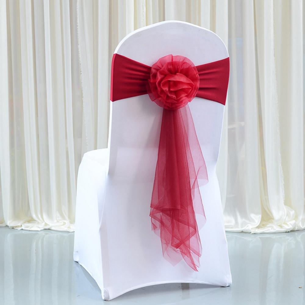 

Organza Ribbon Decoration Polyster Flower Chair Back Strap Chair Sashes Romantic European Floral Sash For Chair Back Decor Event