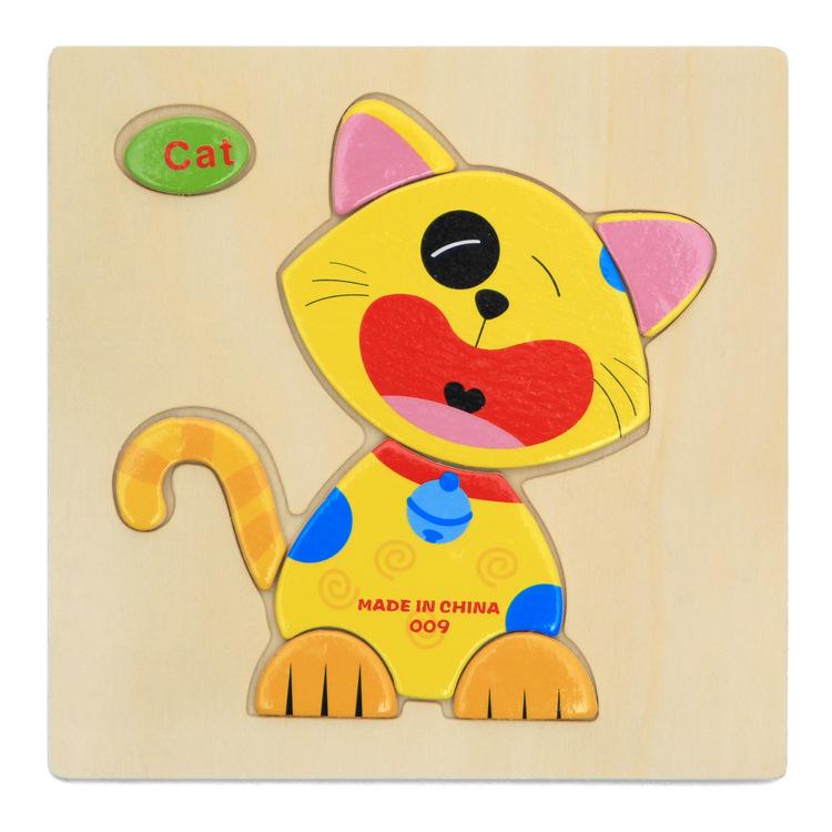 Cartoon 3D Puzzle Jigsaw Wooden Toys for Children Cute Animal Traffic Puzzles Intelligence Kids Baby Early Educational Toys