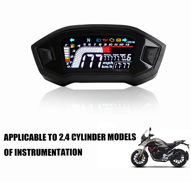 A64P-Universal Motorcycle LCD Digital Speedometer 13000RPM Backlight Digital Odemeter Tachometer For 1,2,4 Cylinder