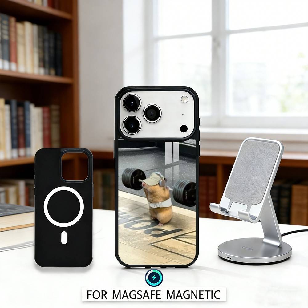 Cute G-Gym H-Hamster Phone Case Magnetic For iPhone17 16 15 14 13 12 Pro Max For Magsafe Wireless Charging Cover