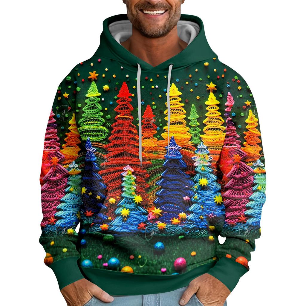 Christmas Print Loose Men's Hoodie