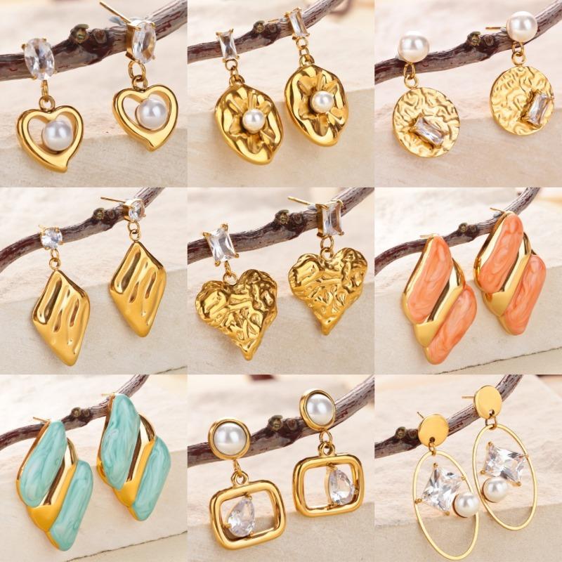 New fashion earrings, earrings, exquisite light luxury, high-end painting oil square commuter candy color