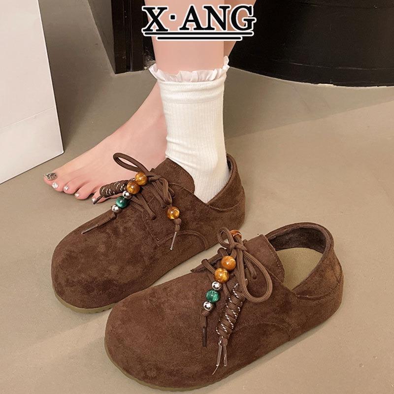 Cowhide version platform women's kangaroo shoes new autumn shoes women's two wear single shoes