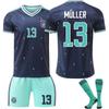 Conjunto de Camiseta de Entrenamiento Deportiva #13 MÜLLER Alemania Copa Mundial de la FIFA 2026 Visitante con Calcetines Adolescentes Niños Adultos Equipaciones de Fútbol