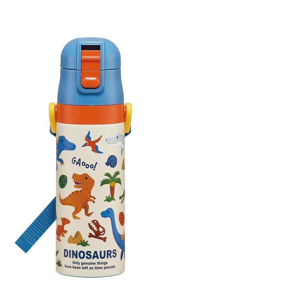 Skater Water Direct Dinosaur Size Stainless Sports Water Children's Bottle, Drinking, 470ml, Design, 26, Boys, Insulated, Steel, Lightweight, Bottle,