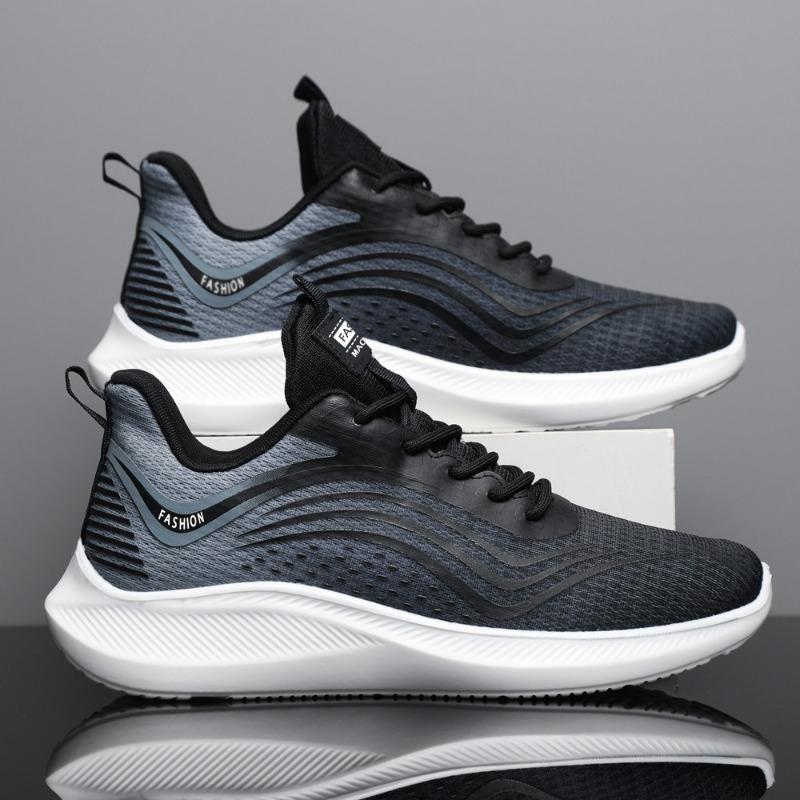 Sports shoes men's summer new flying woven surface fashionable breathable trendy shoes low-top lace-up comfortable and lightweight men's shoes