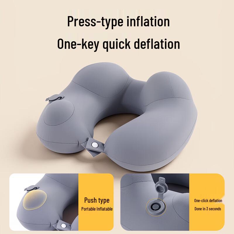 Press-Type Inflatable U-shaped Travel Neck Pillow