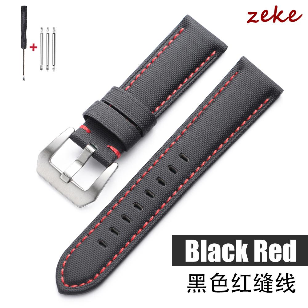 Universal Stitching Watch Band Durable Sailcloth & Leather Watch Strap 20mm 22mm 24mm 26mm Watchband Accessories Perforated Belt