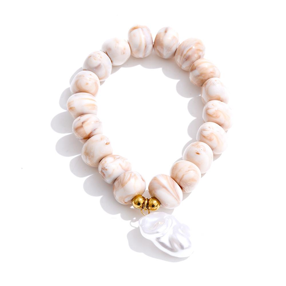 

Yhpup Multi-color Handmade Jewelry Resin Acrylic Beads Chain Baroque Imitation Pearl Pendant Necklace Bracelet Statement Bijoux
