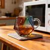 Rainbow D20 Dices Design Glass Cup Geometric Multicolored Heat Resistant For Hot Beverages Ergonomic Handle Gaming Enthusiasts