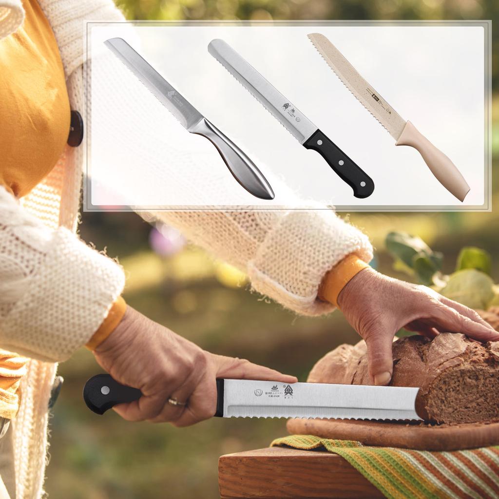 8 Inch Stainless Steel Serrated Bread Knife, Ideal For Homemade Breads, Bagels And Pastries, Dishwasher Safe