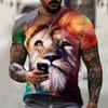 2021 Summer Men Tee 3D Printing Hot Cartoon Animal Lion Pattern T-shirt Casual Street Trend Short-Sleeved Loose Oversized Top