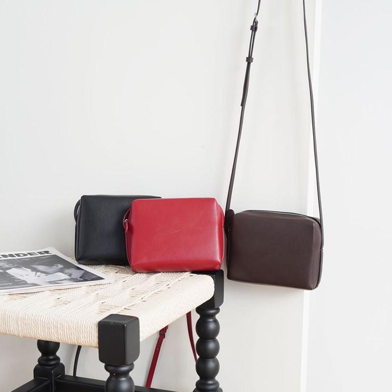 Import Ultra-Simple Row Series Regent Cowhide Bag Full Cowhide Inside And Out Single Leather Strap Mini Square Bag For Women