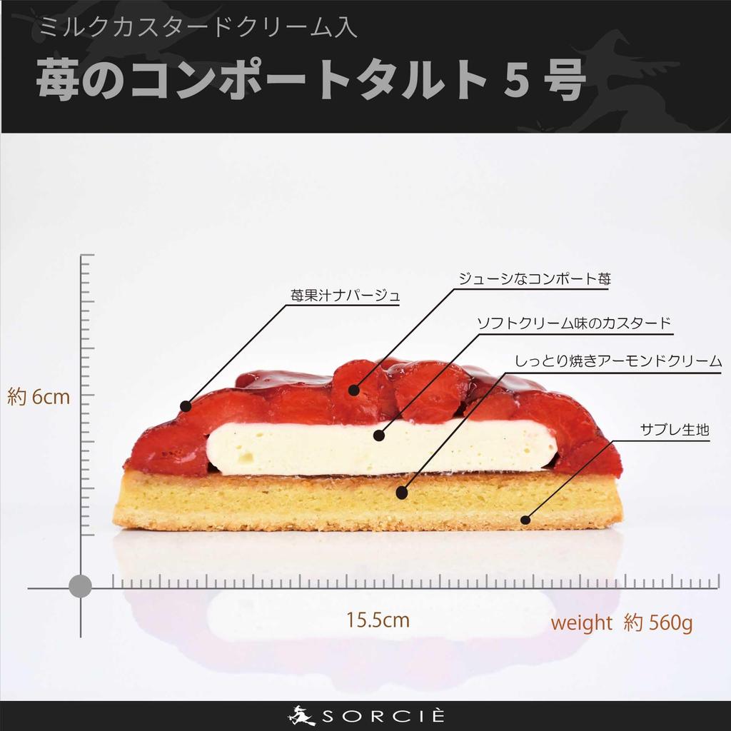 Magical Confectionery Shop Sorcier Birthday Cake - Strawberry Compote Tart Cake (Custard Cream Style) Size 5 (16cm Diameter) Serves 4-5 People 580g [B
