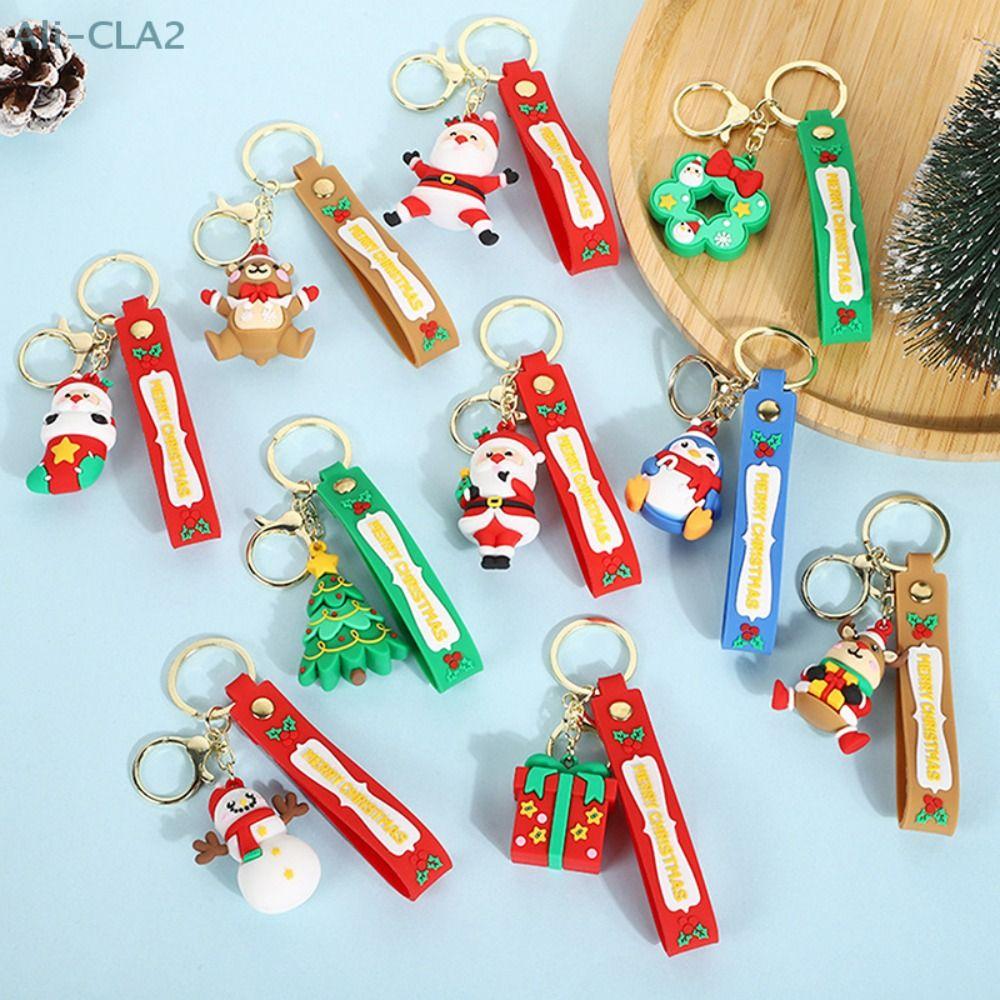 

Soft PVC Christmas Keychain Xmas Tree Christmas Doll Keyring Santa Claus Pendant Backpack Style 11