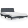 VidaXL Bed Frames with Headboard, Upholstered Bed with Slatted Base, Double Bed with Bedroom Footboard, Grey 373193