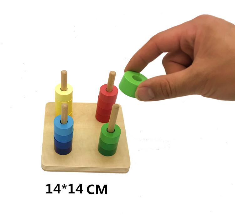 Montessori Infant & Toddler Triangular Prism Matching Box & Three-Color Ring Set - Early Education Teaching Aids.