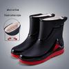 Ankle Height Lace-up Rubber Rain Boots with Fleece Lining and Non-Slip Sole