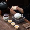 White porcelain suet jade set full set of kung fu tea set teapot teacup travel tea set