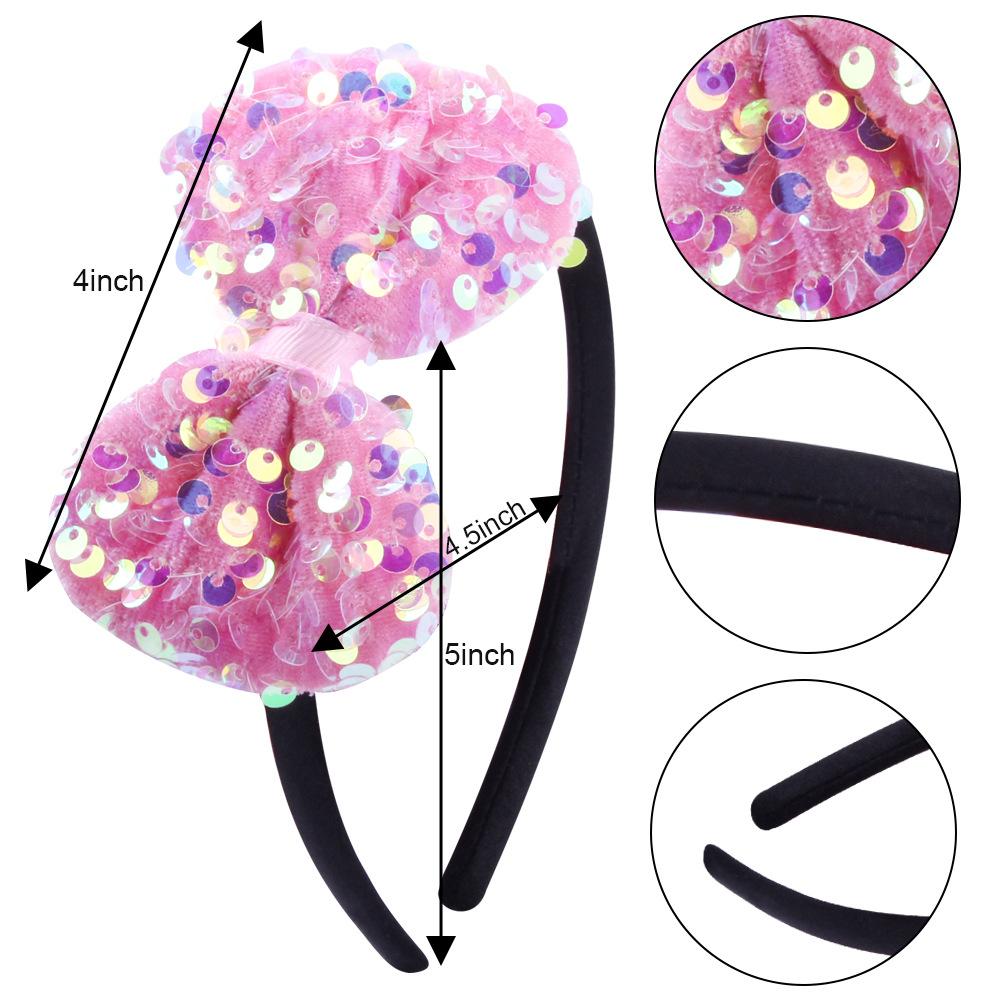 Glitter Bow Headband for Girls Red Bowknot Hair Bands Halloween Christmas Party Cosplay Costume Gifts for Teen Women