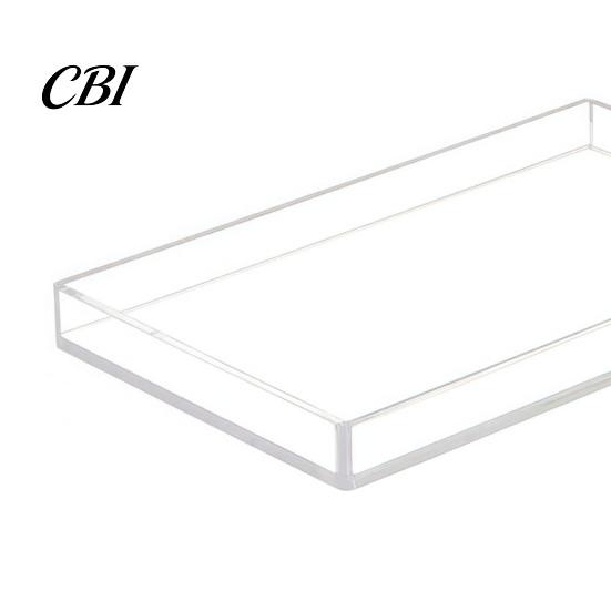 Organizing Tray for Toiletries Clear Acrylic Decorative Tray, Modern Rectangular Vanity Space Stylish Tabletop Organizer Saving Jewelry And