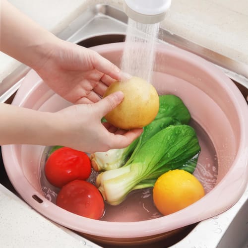 Lynlyulinger Foldable Washtub, Compact Basin, Foldable Bucket, Hand Wash Basin, Large Capacity, Plastic, Pure Color, Hangable Storage, Space-Saving, L