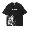 Bleach Ichigo Kurosaki Renji Zaraki Kenpachi Manga Graphic T-shirt Vintage Washed Dark Anime Unisex Cotton Short Sleeve Tee Tops