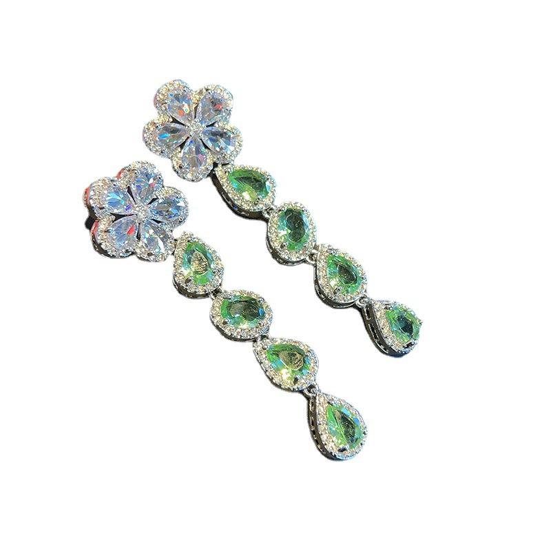 Mori Summer Fresh Apple Green Zircon Cercei Camellia Flower Cercei Aprovizionare