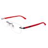 RSINC Rimless Metal & Rubber Frame | Eyeglass | Spectacle Black Red Cart Metal 664-1 54-17-140 C15 | A2 Cart Metal Black Red-664-1