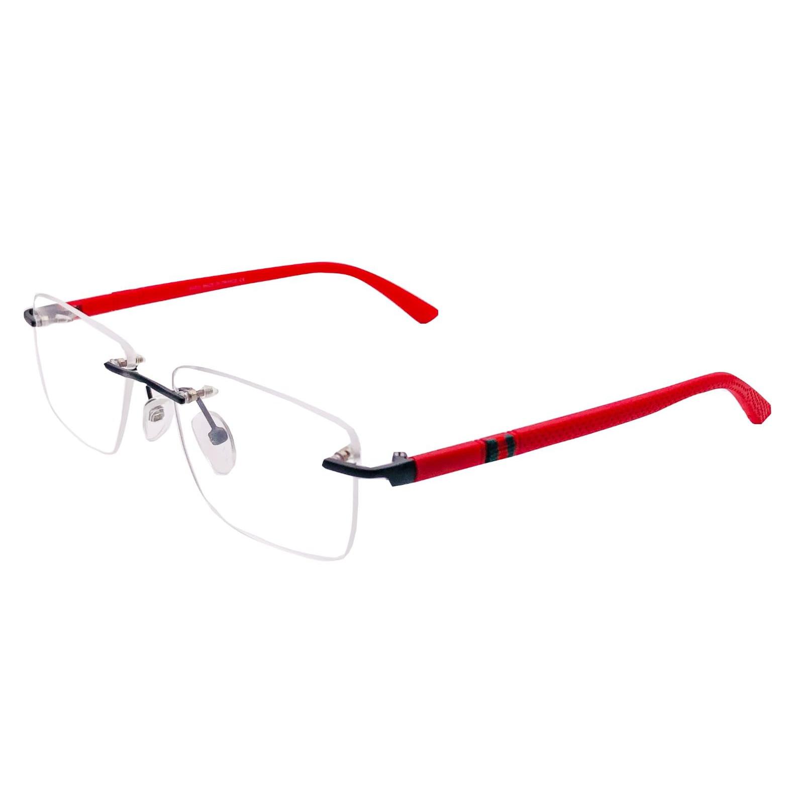 

RSINC Rimless Metal & Rubber frame | eyeglass | Spectacle Black Red Cart Metal 664-1 54-17-140 C15 | A2 Cart Metal Black Red-664-1