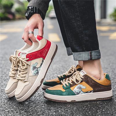 Męskie buty typu board shoes jesienne płaskopodeszwowe antyodorowe oddychające płócienne buty modne przystojne casualowe i wszechstronne buty z siateczki buty sportowe