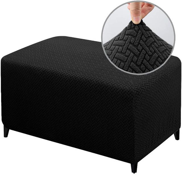 Jacquard Ottoman Cover Stretch Durable Footstool Cover Bench Stool Cover Washable Furniture Protector Stool Cover