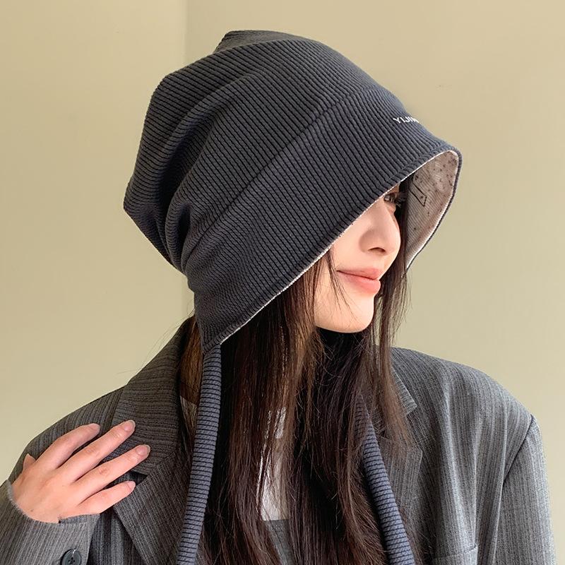 

Корейская шапка-бини с двойной вязкой и эффектом тай-дай, повседневная ветрозащитная шапка для головы, осенне-зимняя универсальная шапка для женщин, подчеркивающая лицо, маленькая холодная шапка, новинка One Size