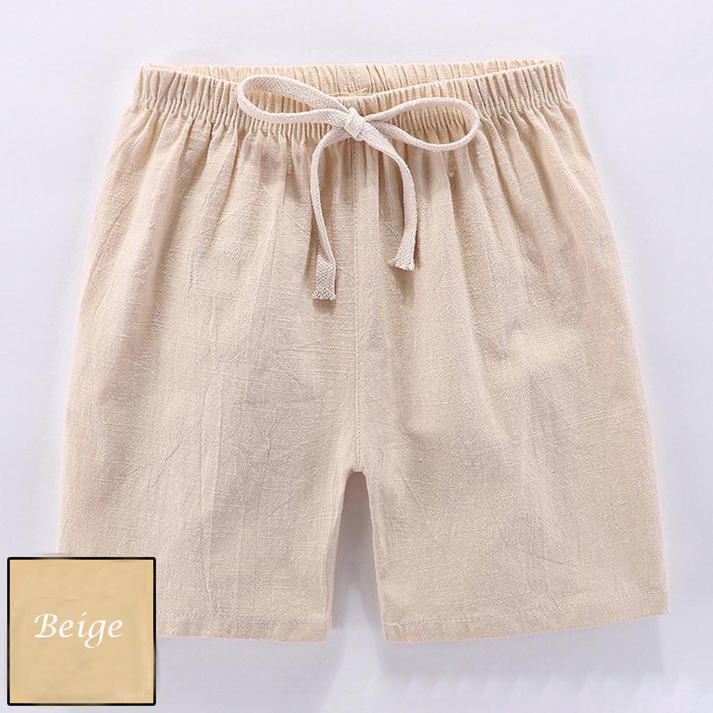 Children Kids Boy Girl Linen Summer Casual Elastic Waist Pants Shorts