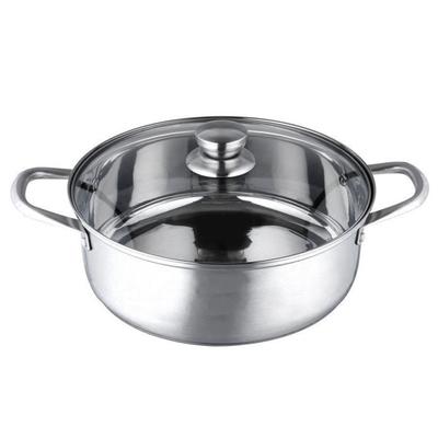 Stainless Steel Hot Pot Thicken Bottom Universal Stainless Steel Casserole with Lid 10.2in