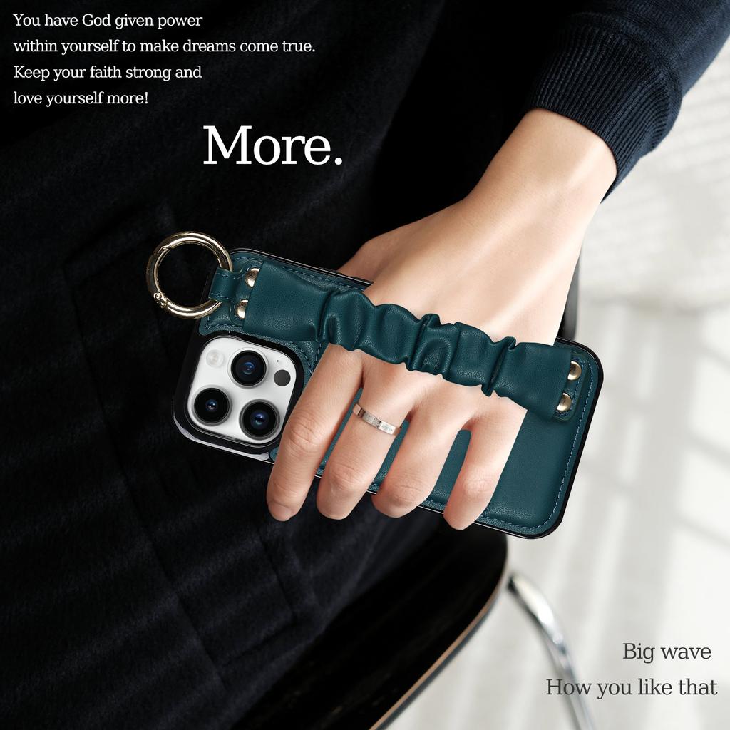 Étui en cuir avec support de dragonne pour iPhone 14 13 12 11 Pro Max 14 Plus XS Max X XR 8 7 Plus SE 2020, coque arrière souple antichoc Funda