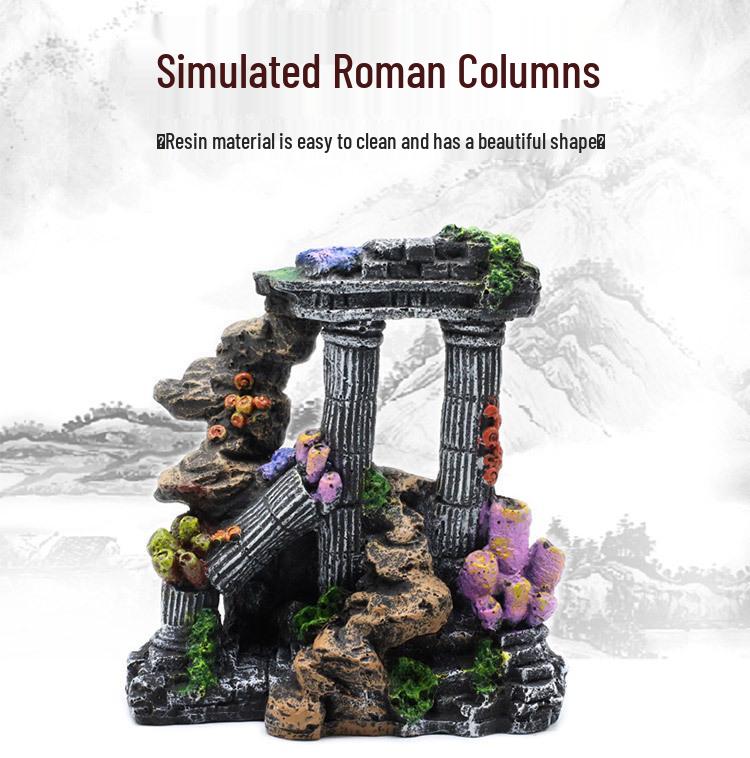 Resin Castle and Roman Columns for Aquarium Decoration