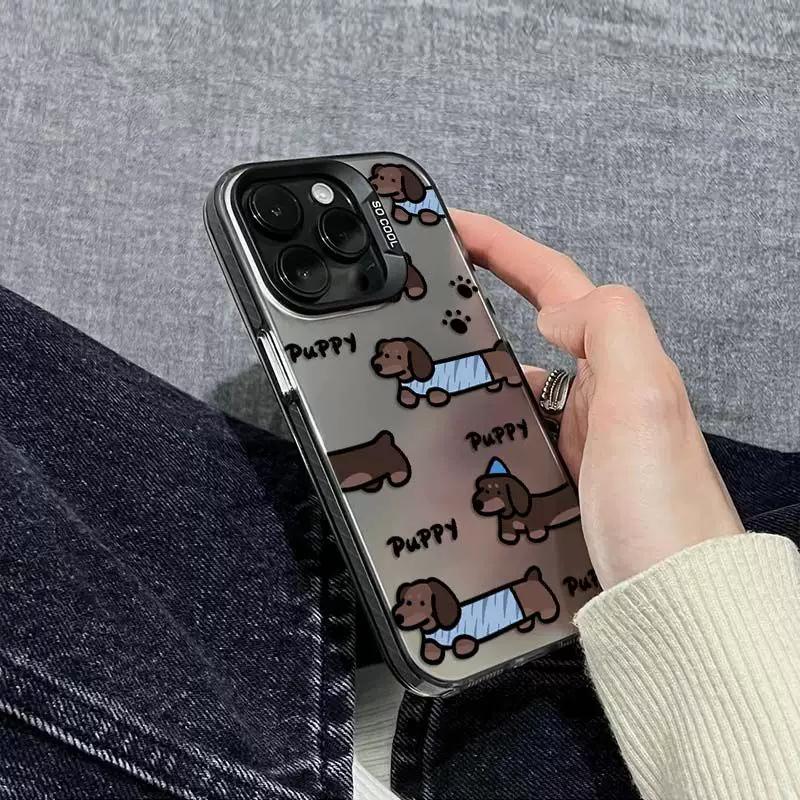 Cute Dachshund Puppy Phone Case, Cartoon Sausage Dog Shockproof Cover for iPhone