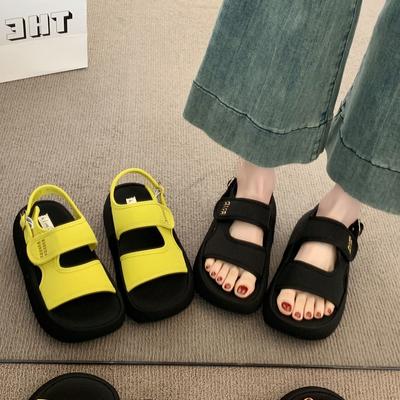 Thick-soled Heightening Sandals for Women's Outer Wear 2025 Summer New Retro Super Fire with Skirt Beach Seaside Women's Sandals