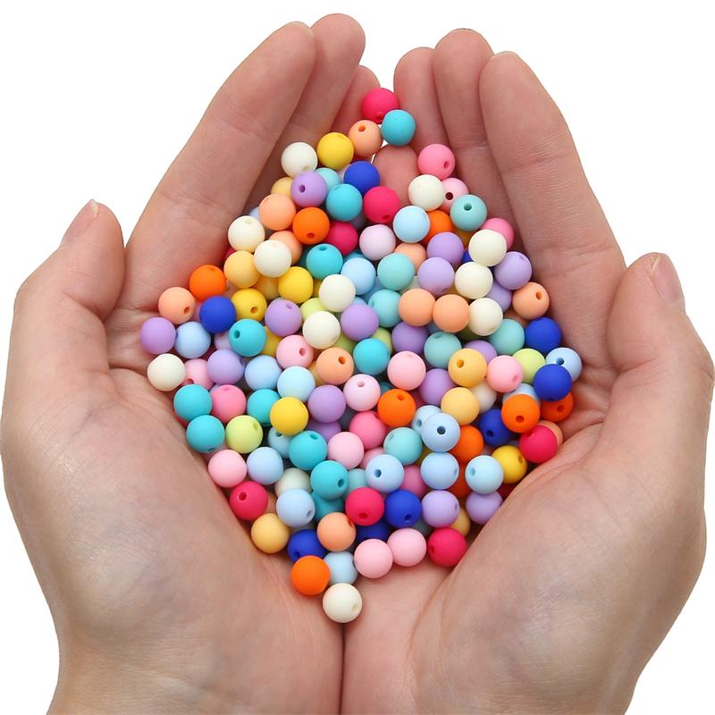 30pcs 8mm Mixed Colors Frosted Acrylic Beads Round Loose Spacer Beads for Necklace Bracelet Keychain DIY Jewelry Craft Making Beads