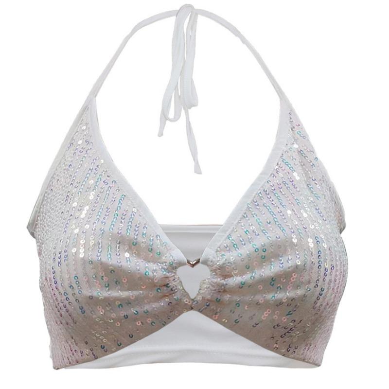 

Женский топ-топ с оборками и бретелькой через шею XL