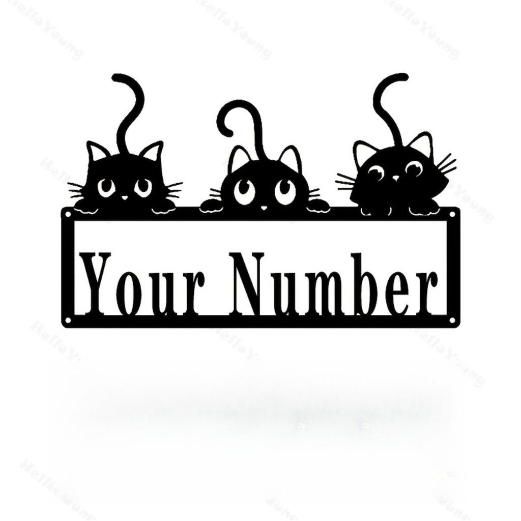 Vintage Metal Cat Wall Art Customizable Address Sign Home Decor Hot Sale