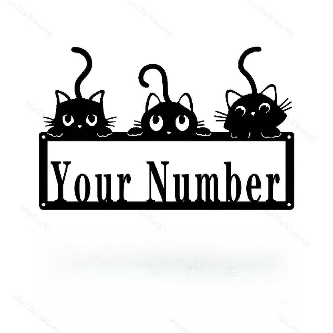 

Винтажное Металлическое Настенное Искусство Кот Индивидуальная Табличка с Адресом Декор Дома Горячая Распродажа L чёрный