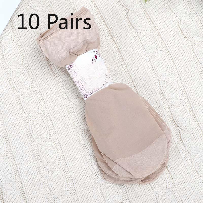 

10 пар женских весенне-летних тонких носков из шелка с высокой эластичностью, износостойких и не образующих затяжек 10 pairs телесный