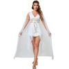 New Halloween Ancient Roman Greek Muse White Sexy V-Neck Dress Stage Costume